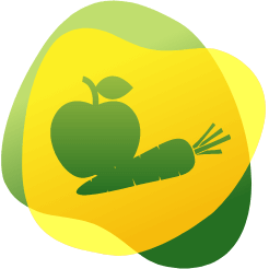 Ikona jabłka i marchewki ilustrująca dietę niskosodową