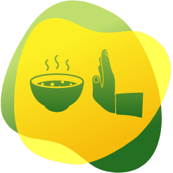 Ikona dłoni odmawiającej przyjęcia miski zupy, obrazująca utratę apetytu